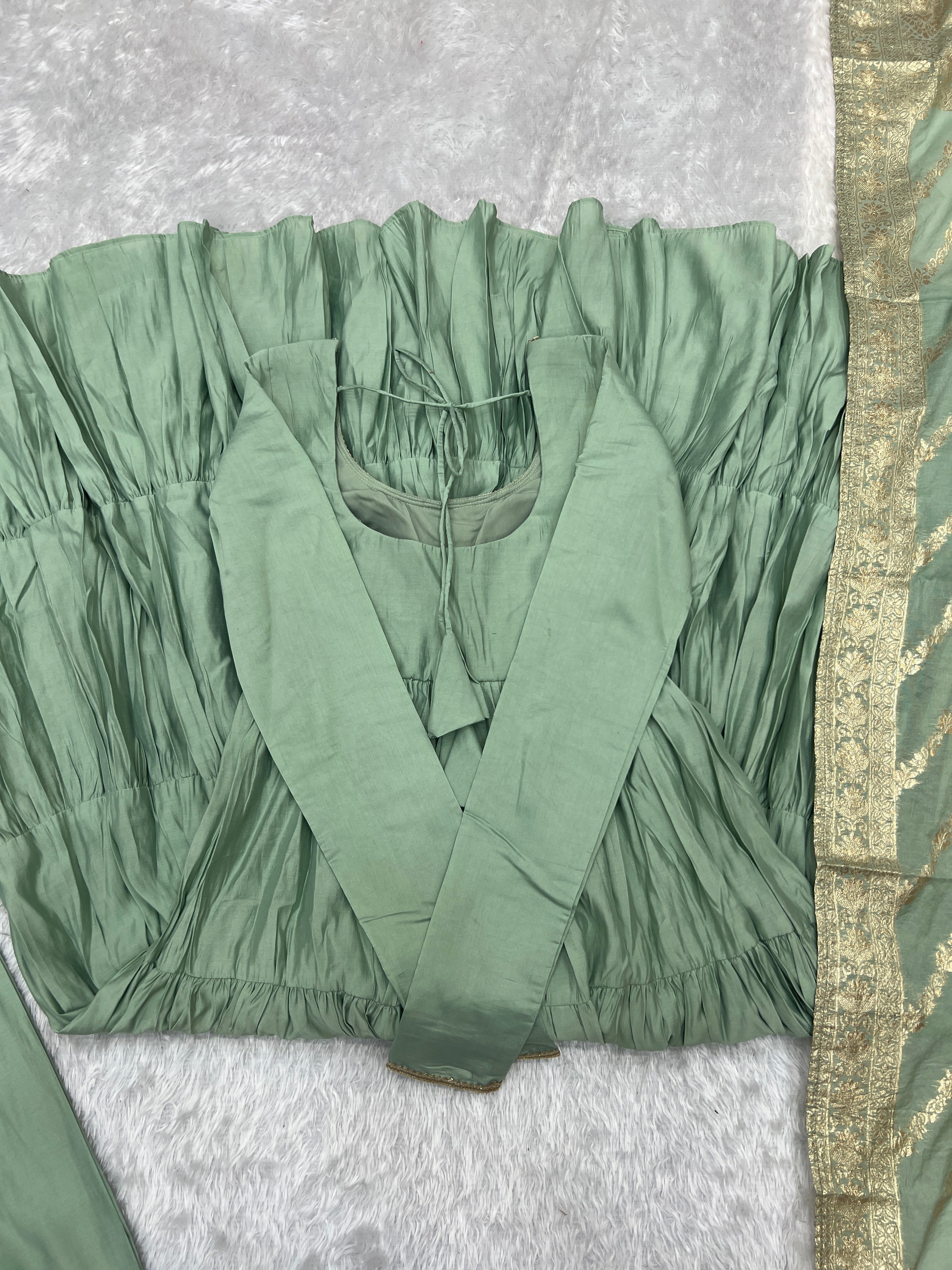 Elegant Pure Roman Silk 9 Mtr Flared Designer Anarkali Suit