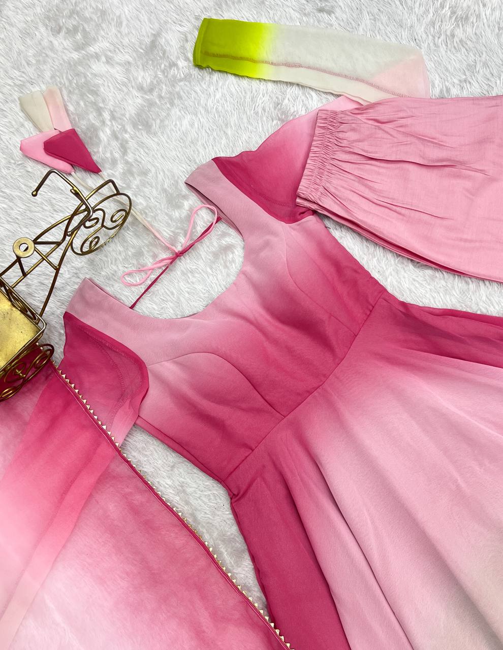 Spectacular Shaded Digital Printed Faux Georgette Anarkali Pant Suit