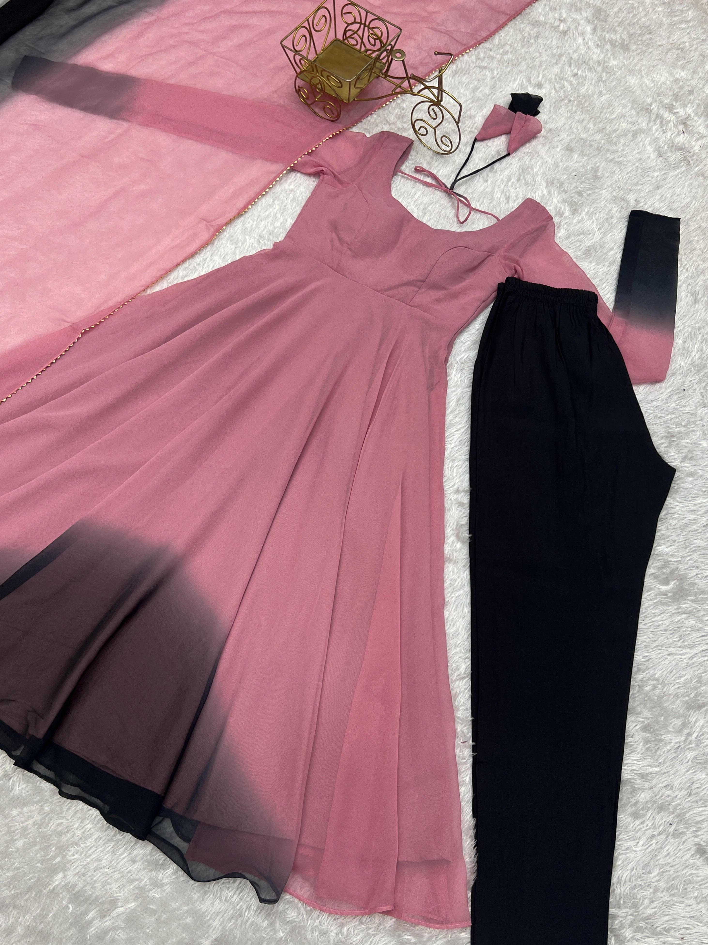 Spectacular Shaded Digital Printed Faux Georgette Anarkali Pant Suit