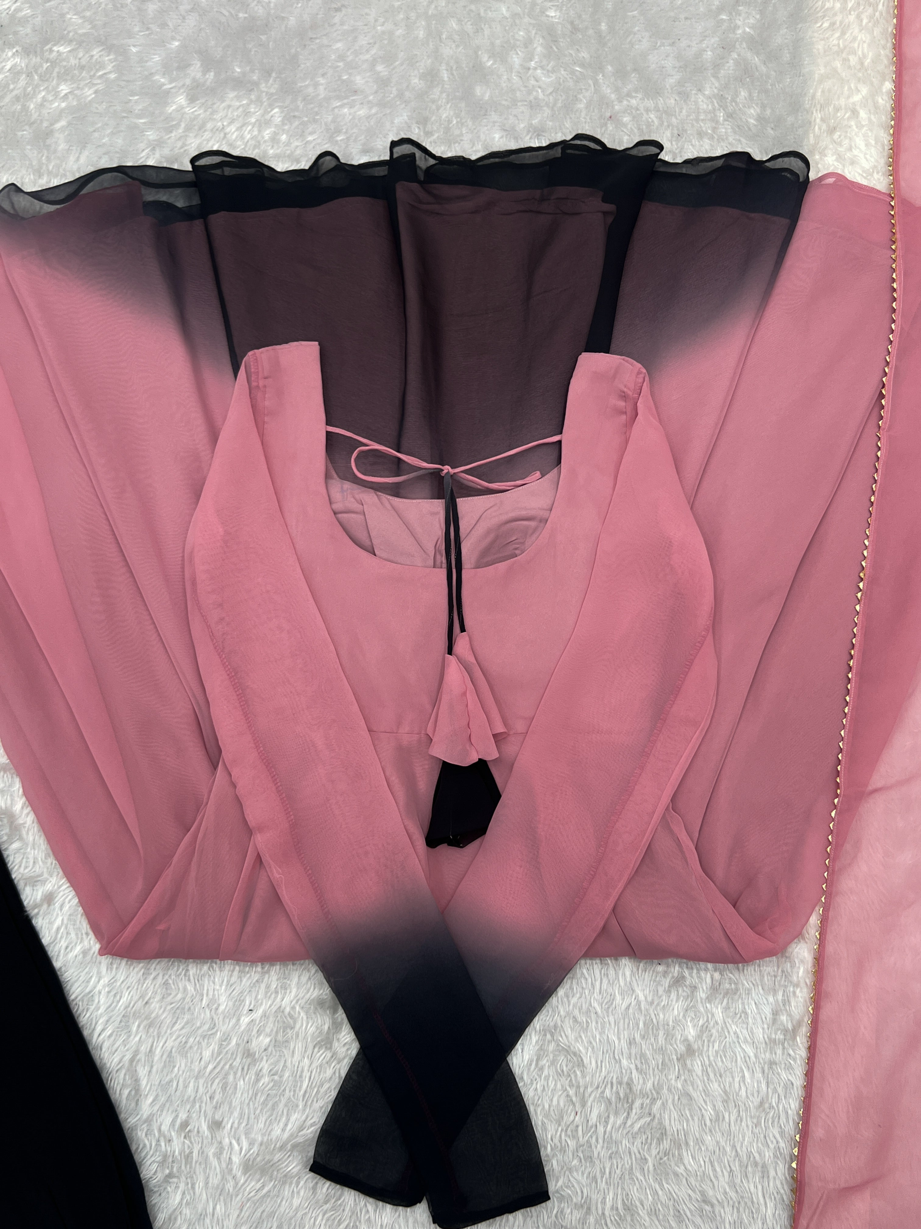 Spectacular Shaded Digital Printed Faux Georgette Anarkali Pant Suit