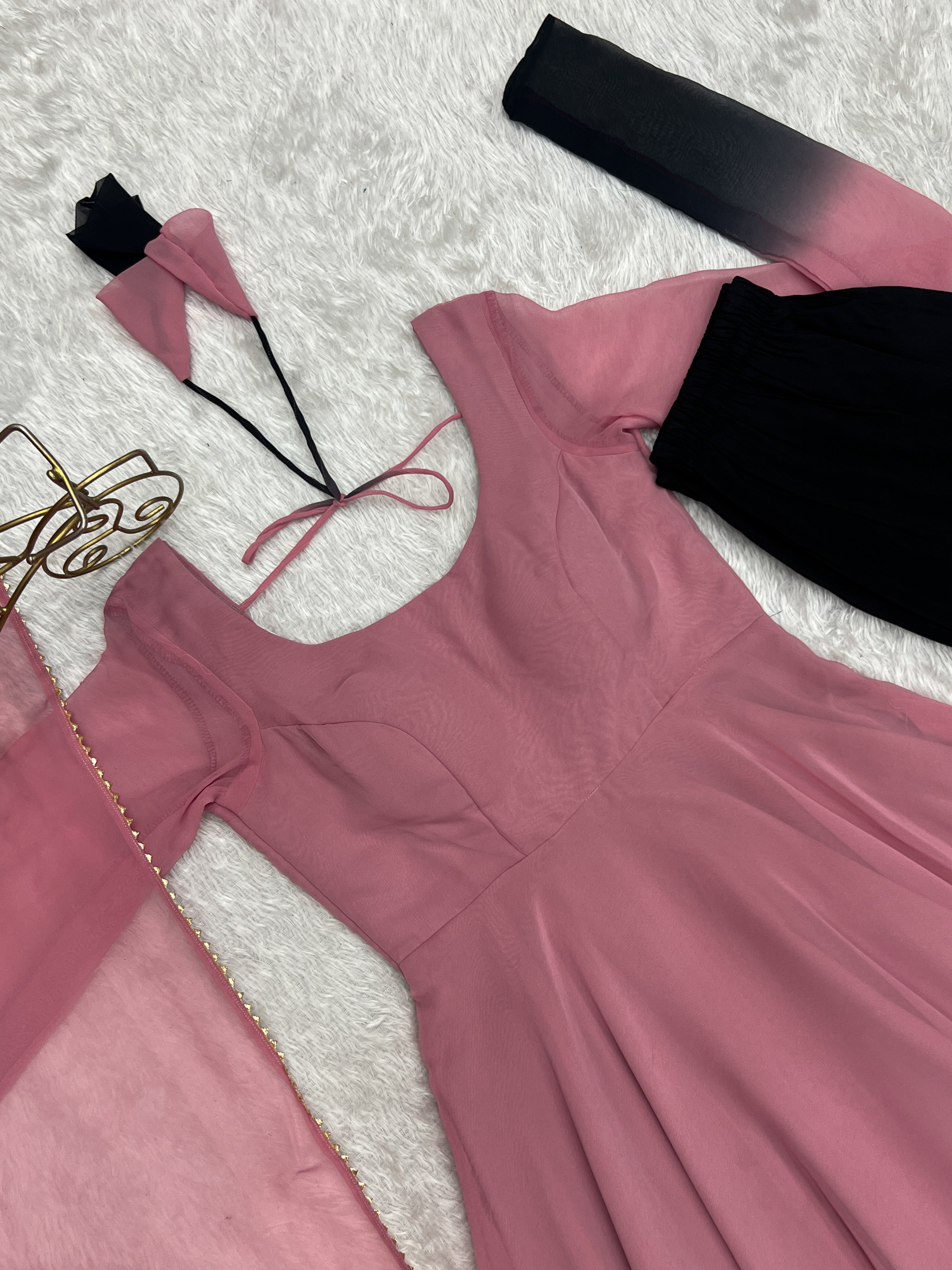 Spectacular Shaded Digital Printed Faux Georgette Anarkali Pant Suit