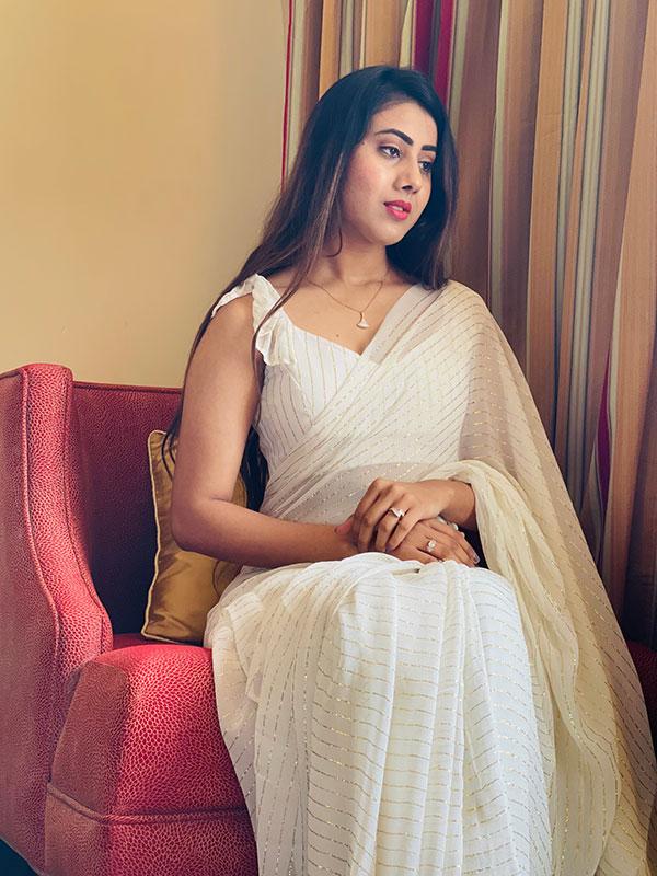 Designer Chiffon Saree With Zari Work