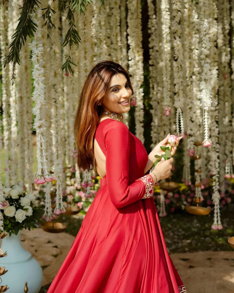 Rimmy Red Coloured Anarkali Suit Set