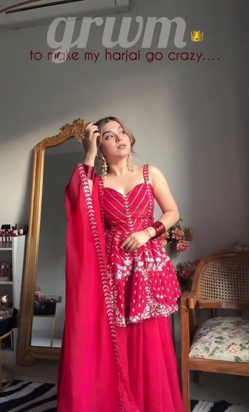 Rani Faux Blooming Sequin Embroidered Sharara Suit Set