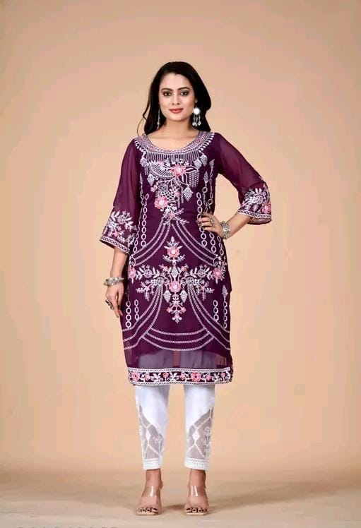 NEW DESIGNER FLORAL PRINT EMBROIDERY KURTA SETS