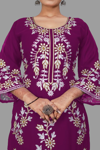SNIZVI | EMBROIDERY KURTA WITH PALAZZO