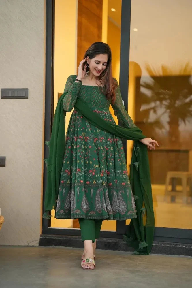 Sp Premium Quality Green Anarkali Suit Set