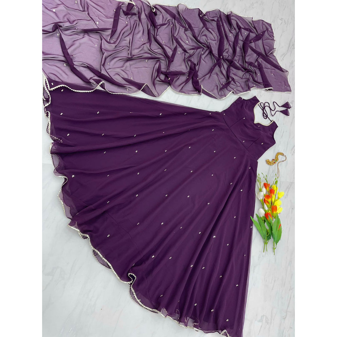 Magenta Color Designer Kurti And Dupatta Set