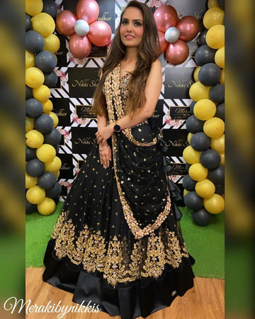 Black Embroidered Lehenga Choli Set