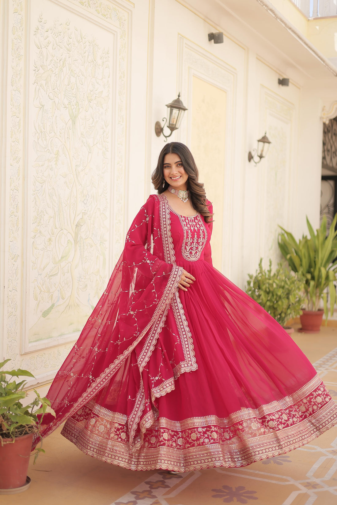 Function Wear Embroidered Pink Color Beautiful Gown