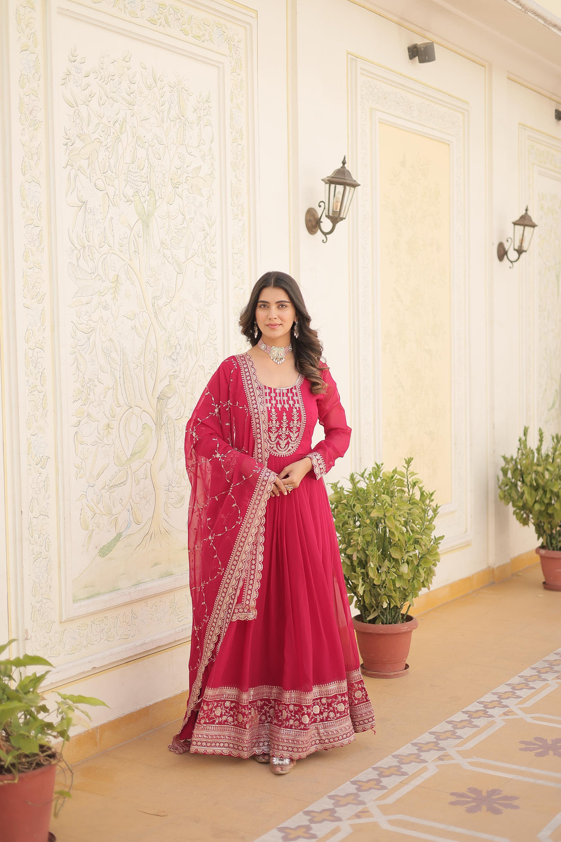 Function Wear Embroidered Pink Color Beautiful Gown