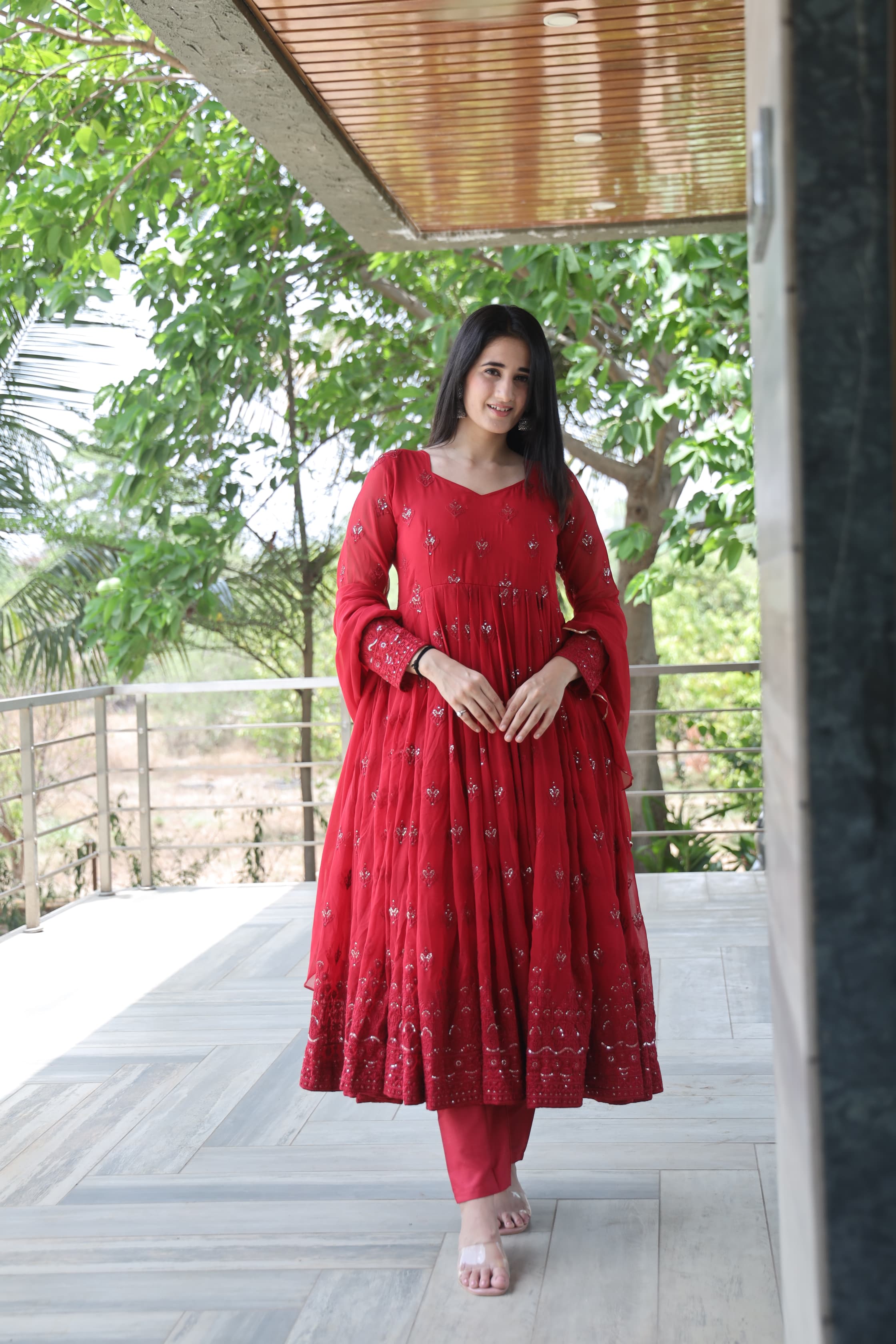 Maroon Premium Quality  Anarkali Suit Set