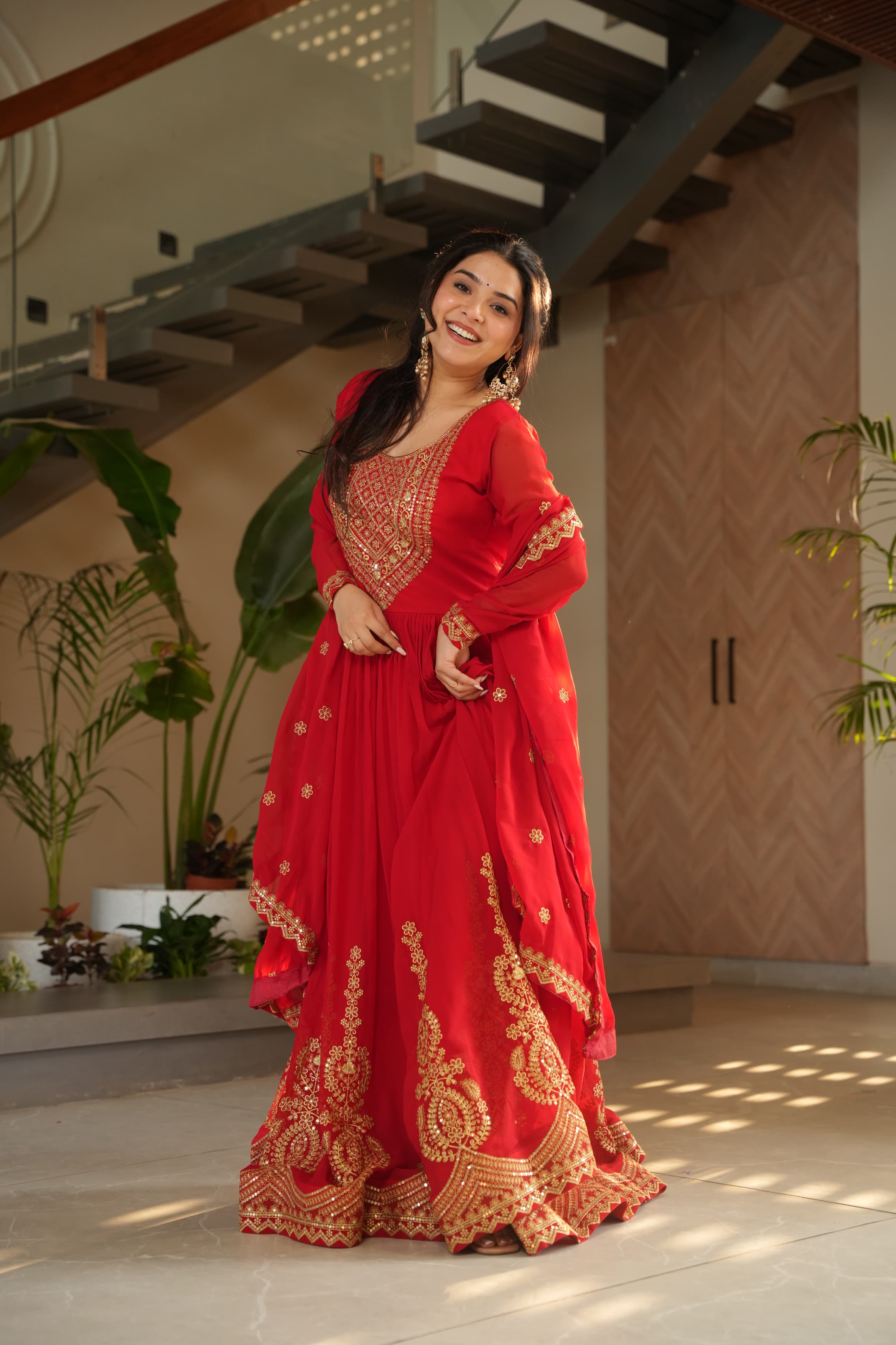 Kahani Premium Red Anarkali Suit Set
