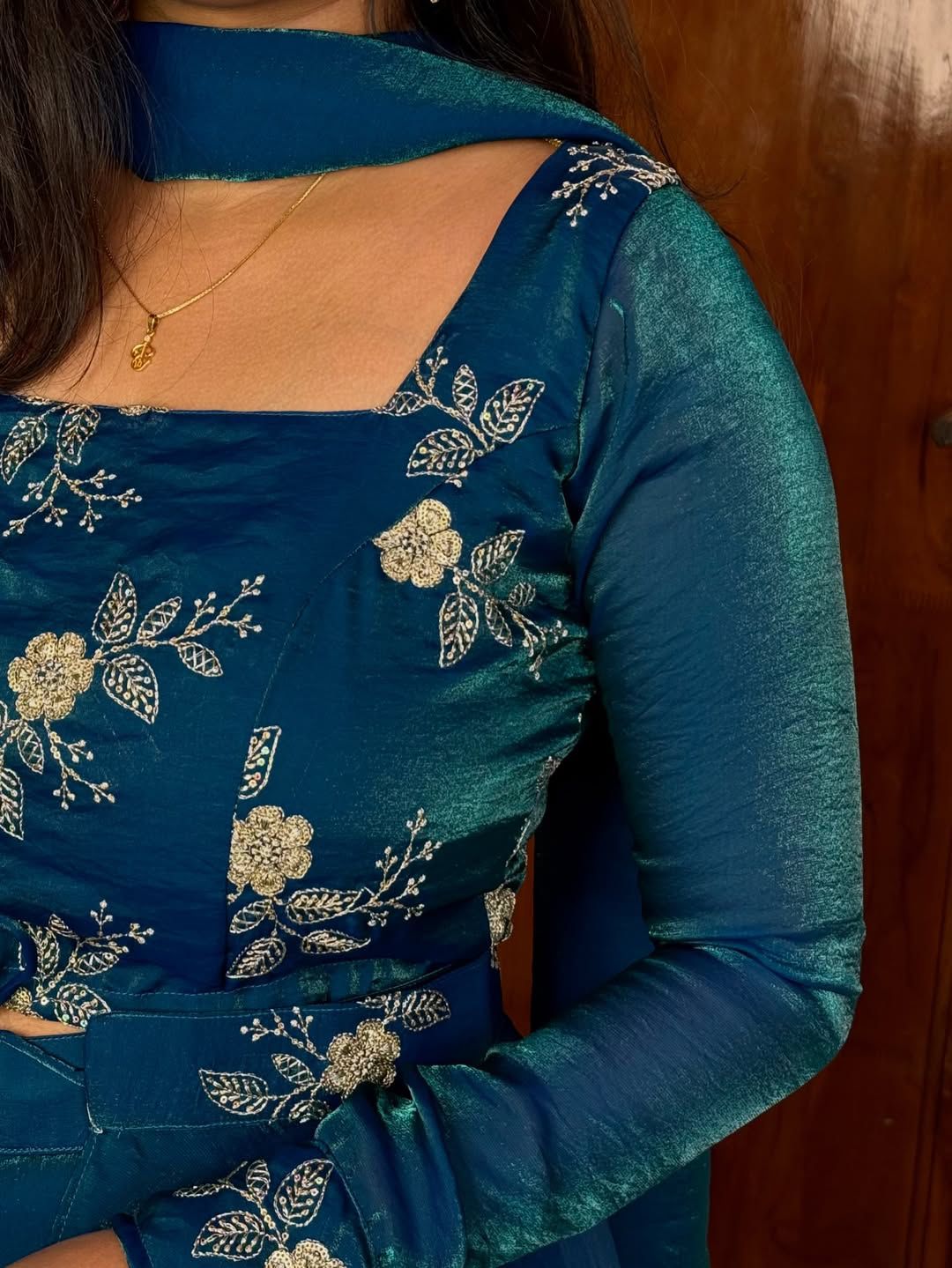 Blue Fendy Silk Sequin Embroidered Lehenga Choli Set