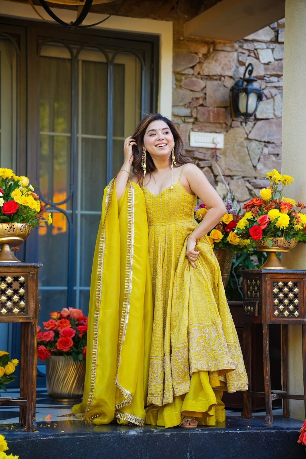 Ishmika Mustard Yellow Anarkali Suit Set