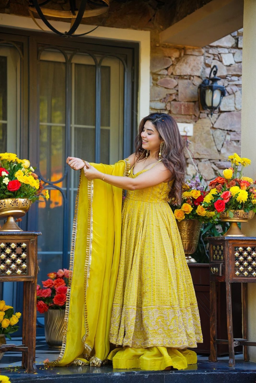 Ishmika Mustard Yellow Anarkali Suit Set