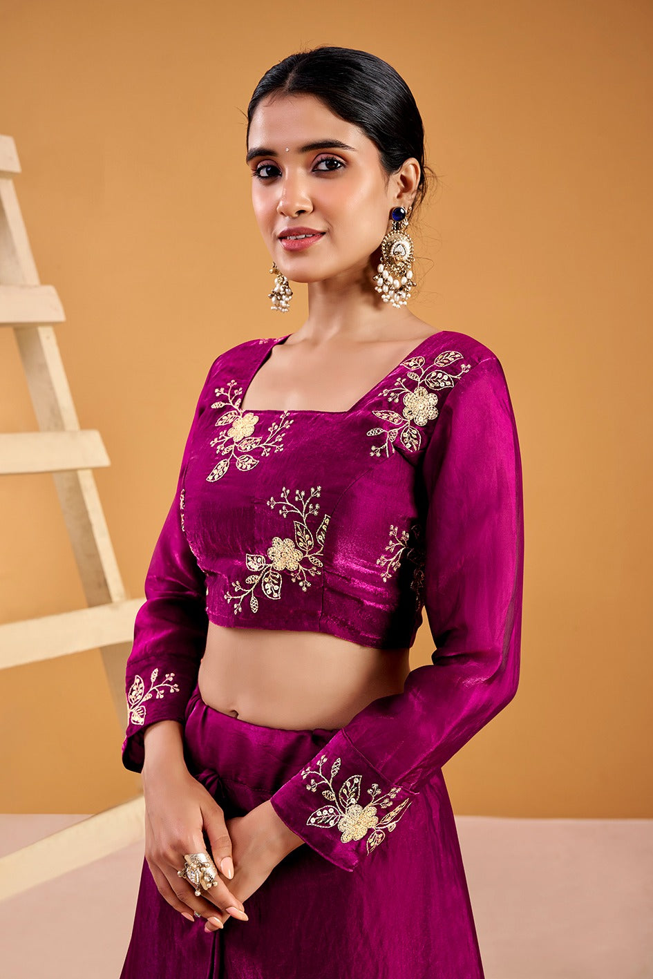 3 in 1 Traditional Stitched Lehenga Set With Color