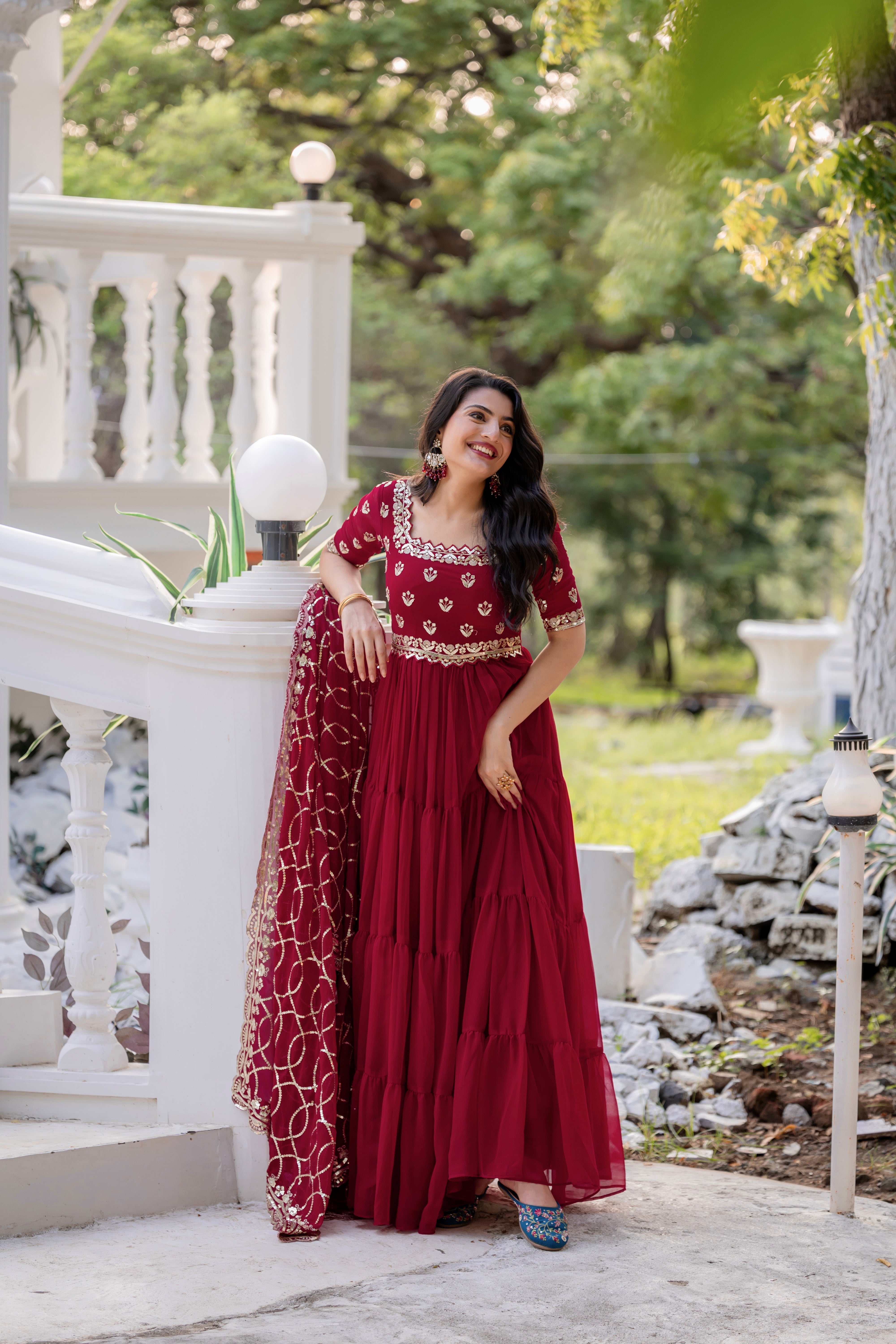 Magnificent Georgette Intricate Sequins Embroidered Suit