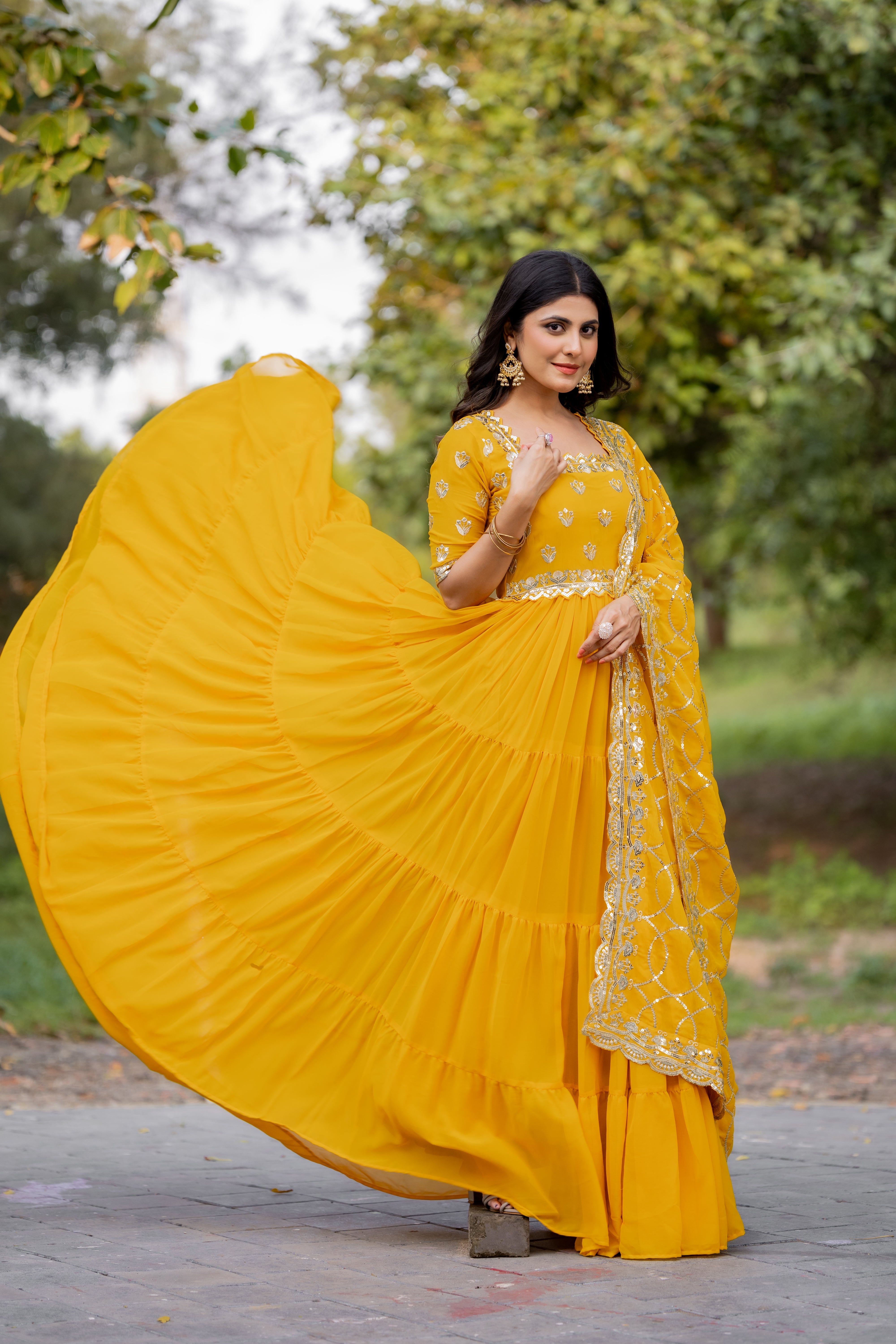 Magnificent Georgette Intricate Sequins Embroidered Suit