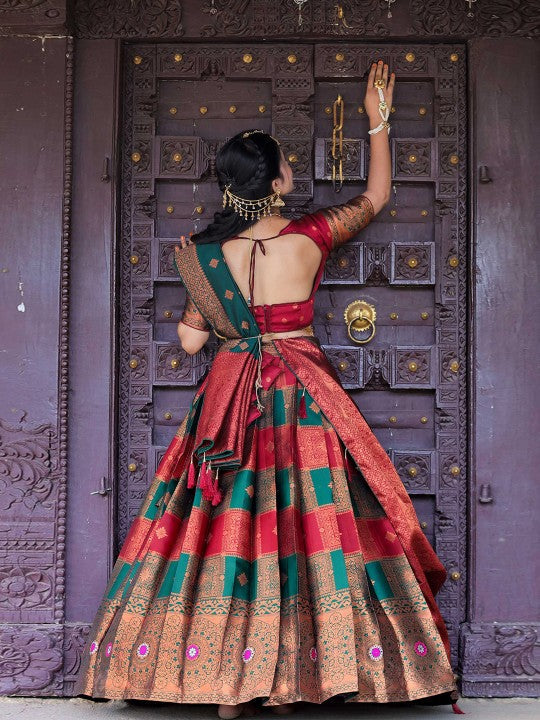 Woven Design Semi-Stitched Lehenga Choli With Dupatta