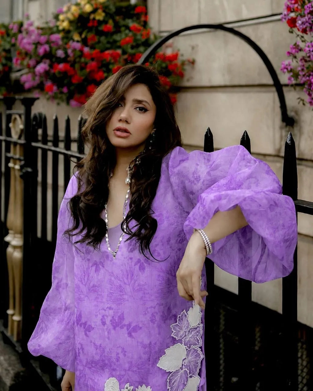 Purple Organza Shrug Kurta Pant Set