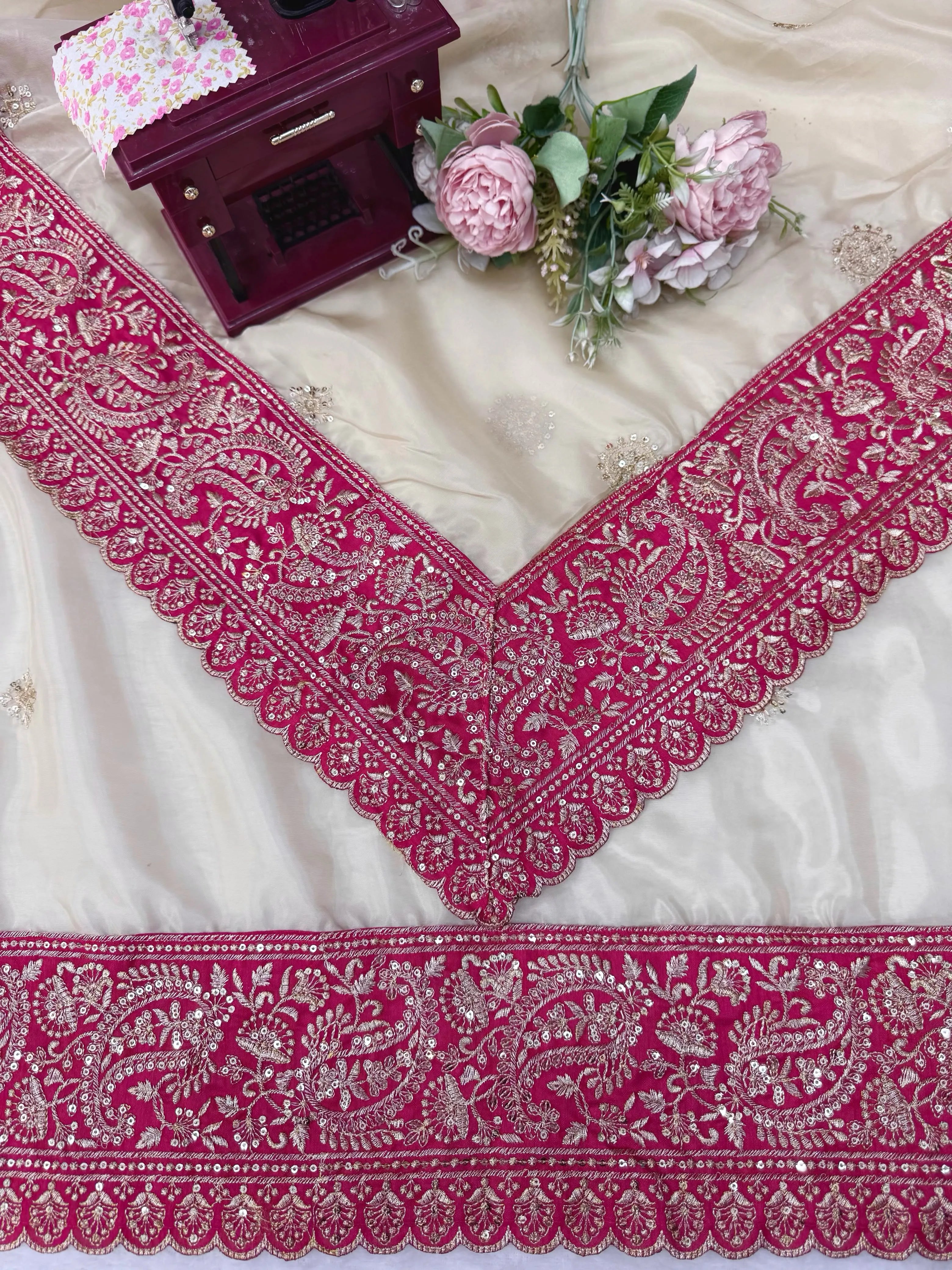 Glass Organza Silk Saree with Embroidered Blouse