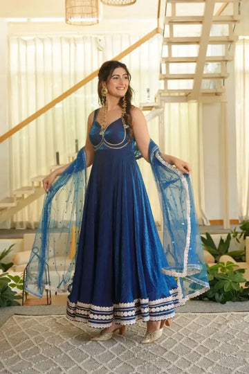 Fendy Silk Anarkali Set with Net Dupatta