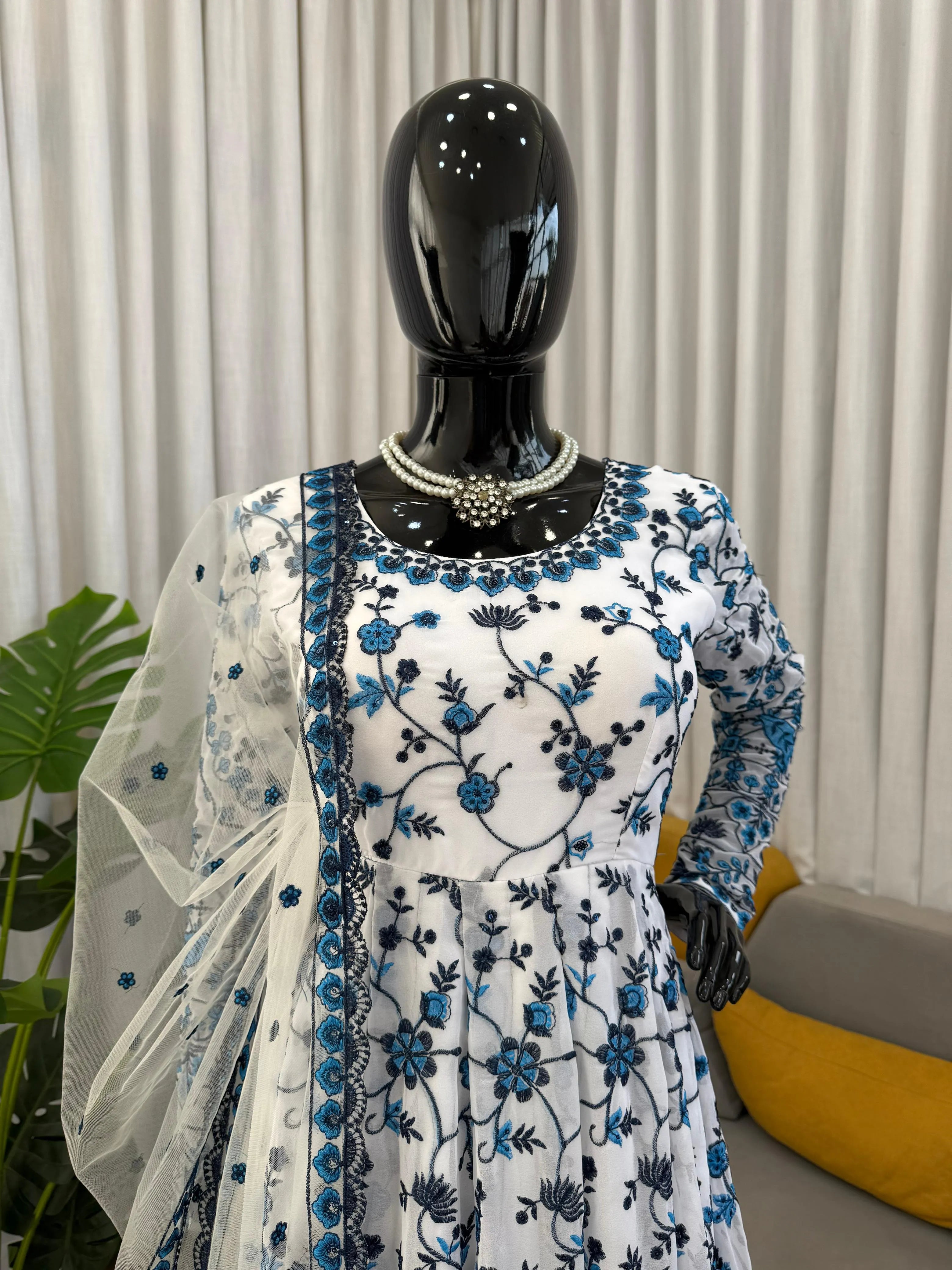Floral Georgette Anarkali Set with Dupatta