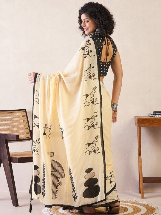 Warli Pure Cotton Ready to Wear Bagh Sarees