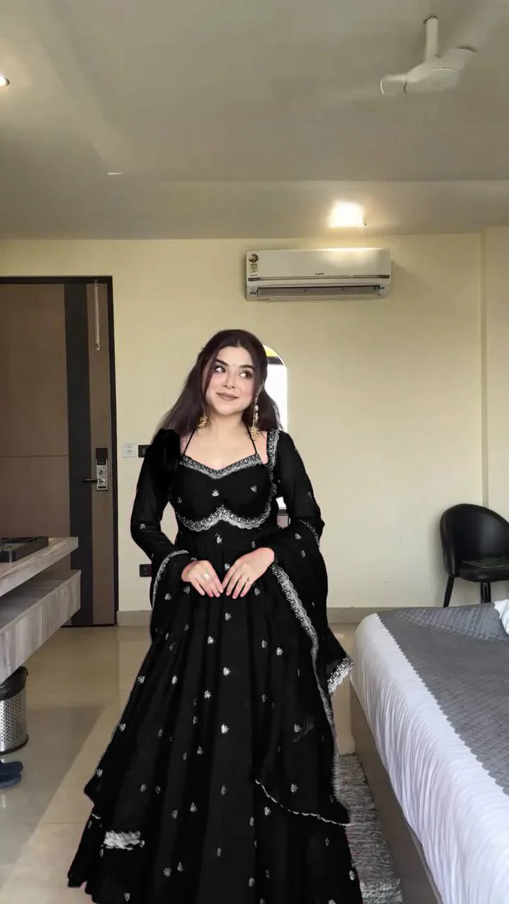 Classic Black Special Anarkali Premium Suit Set