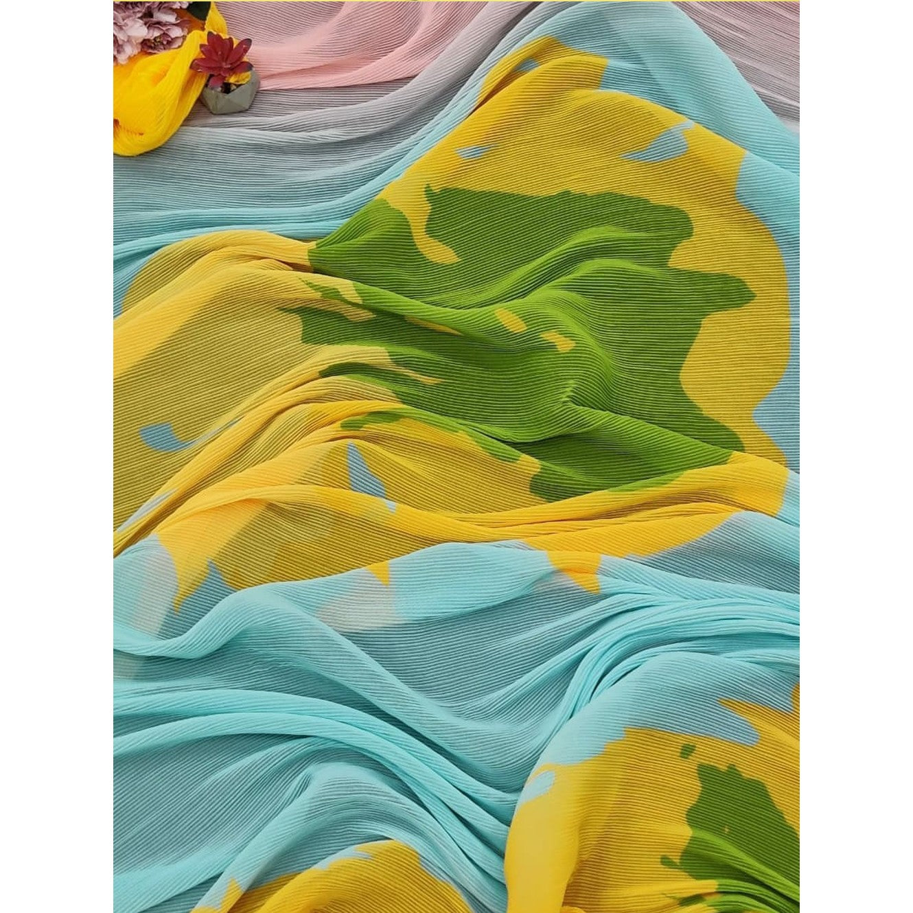 Deepika Padukone Crushed Soft Pure Georgette With Digital Print Celebrity Saree