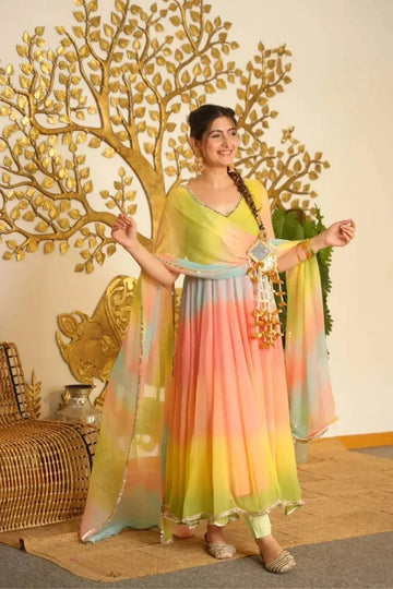 Ombre Georgette Anarkali Set with Dupatta