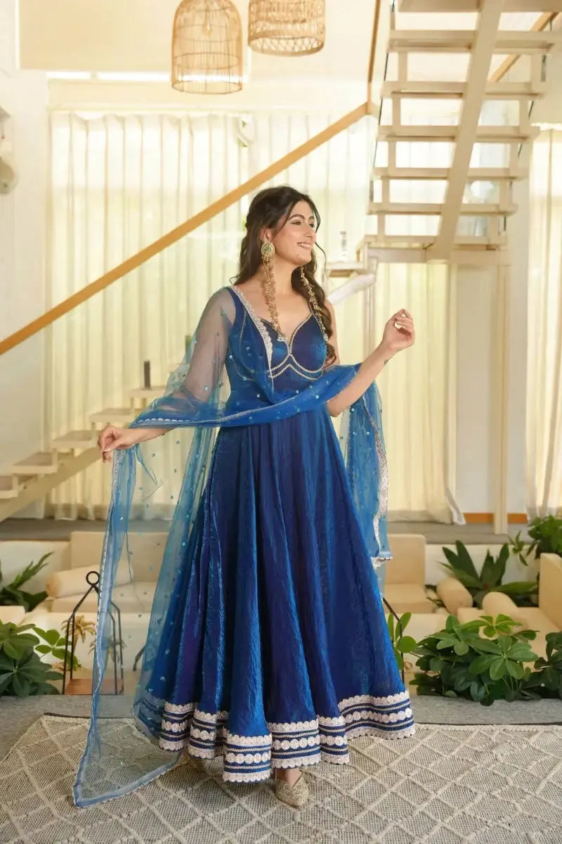Fendy Silk Anarkali Set with Net Dupatta
