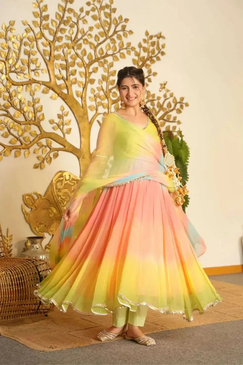 Ombre Georgette Anarkali Set with Dupatta