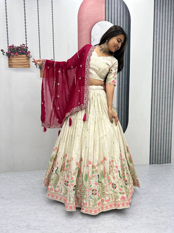 Pure Tissue Silk Lehenga Choli Set with Dupatta