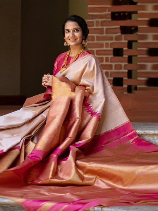 Ethnic Motif Woven Design Zari Banarasi Saree