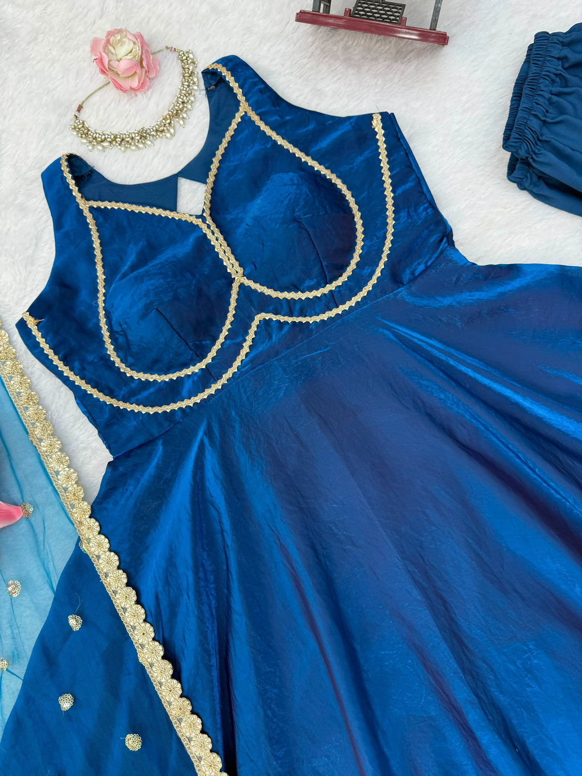Fendy Silk Anarkali Set with Net Dupatta