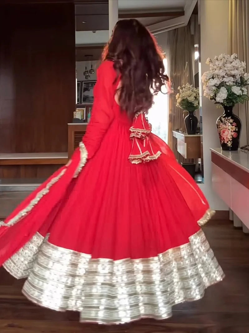 Maharani Red Karva Chauth Special Anarkali Suit Set