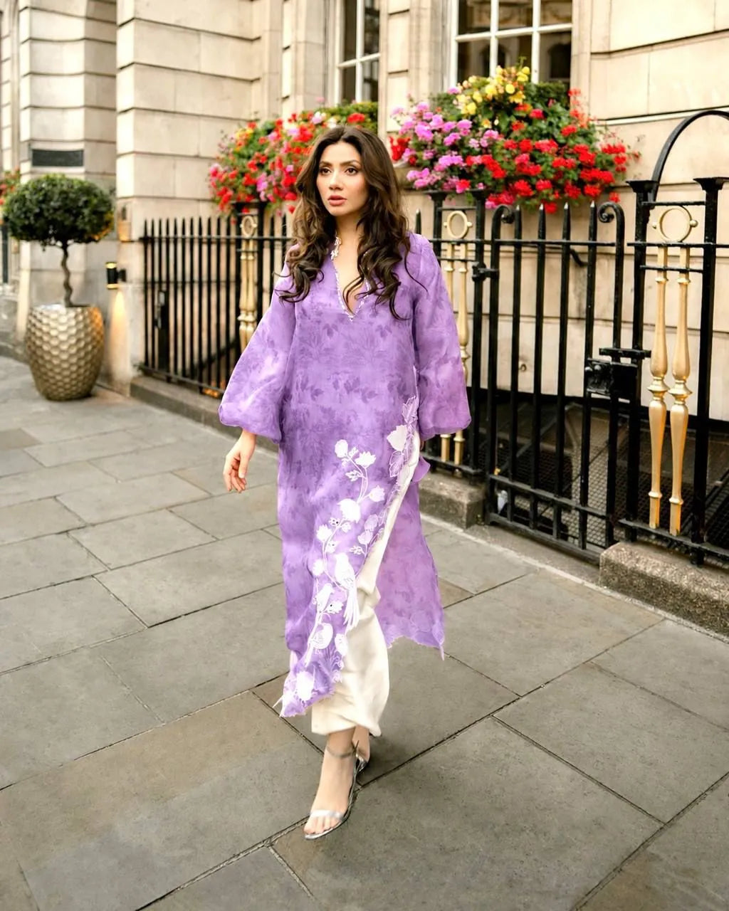 Purple Organza Shrug Kurta Pant Set