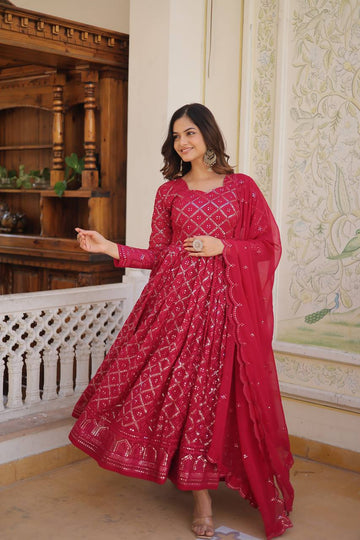 Rani Embroidered Georgette Anarkali Set