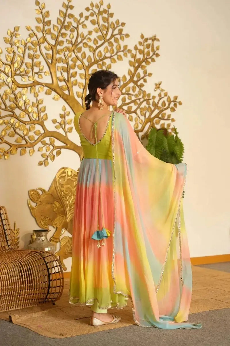 Ombre Georgette Anarkali Set with Dupatta