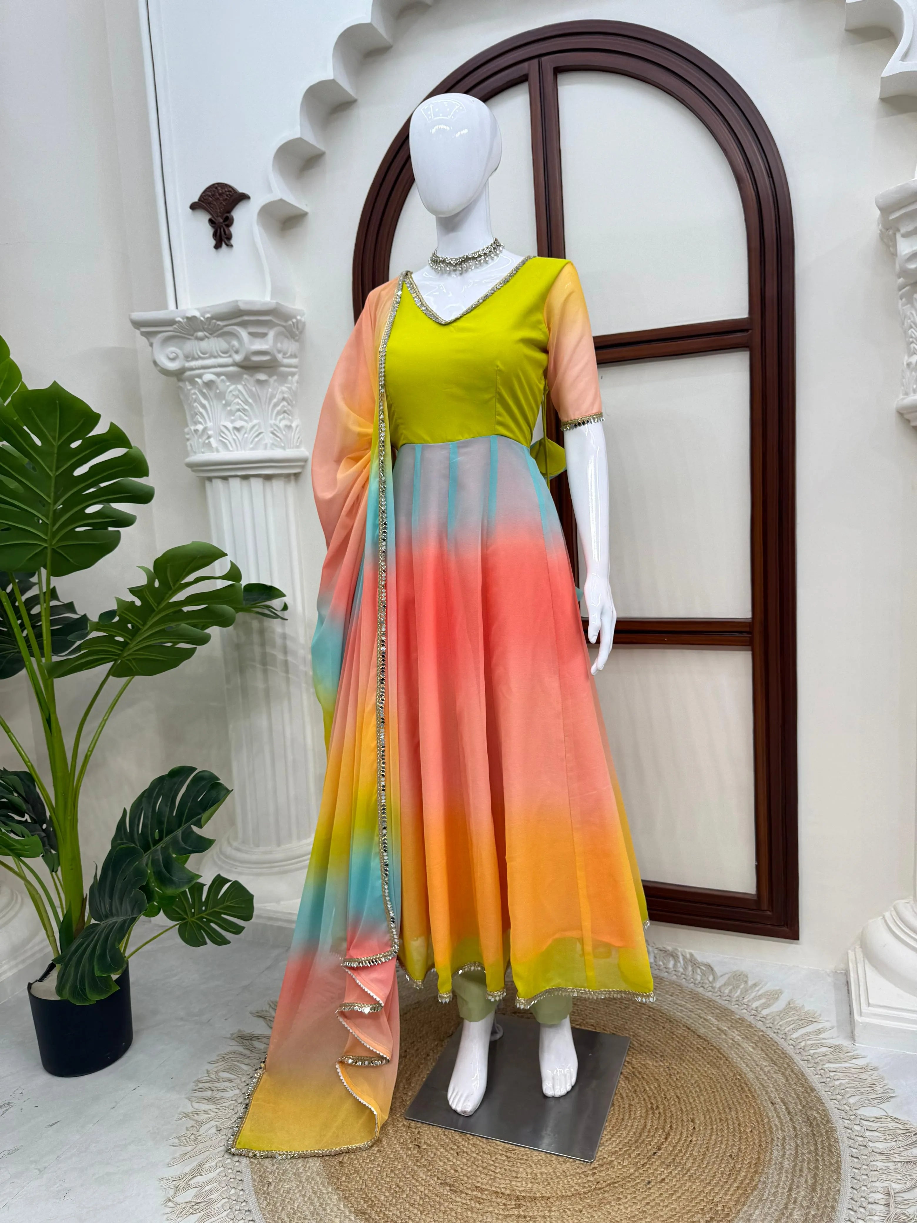 Ombre Georgette Anarkali Set with Dupatta