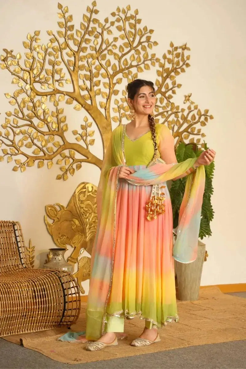 Ombre Georgette Anarkali Set with Dupatta