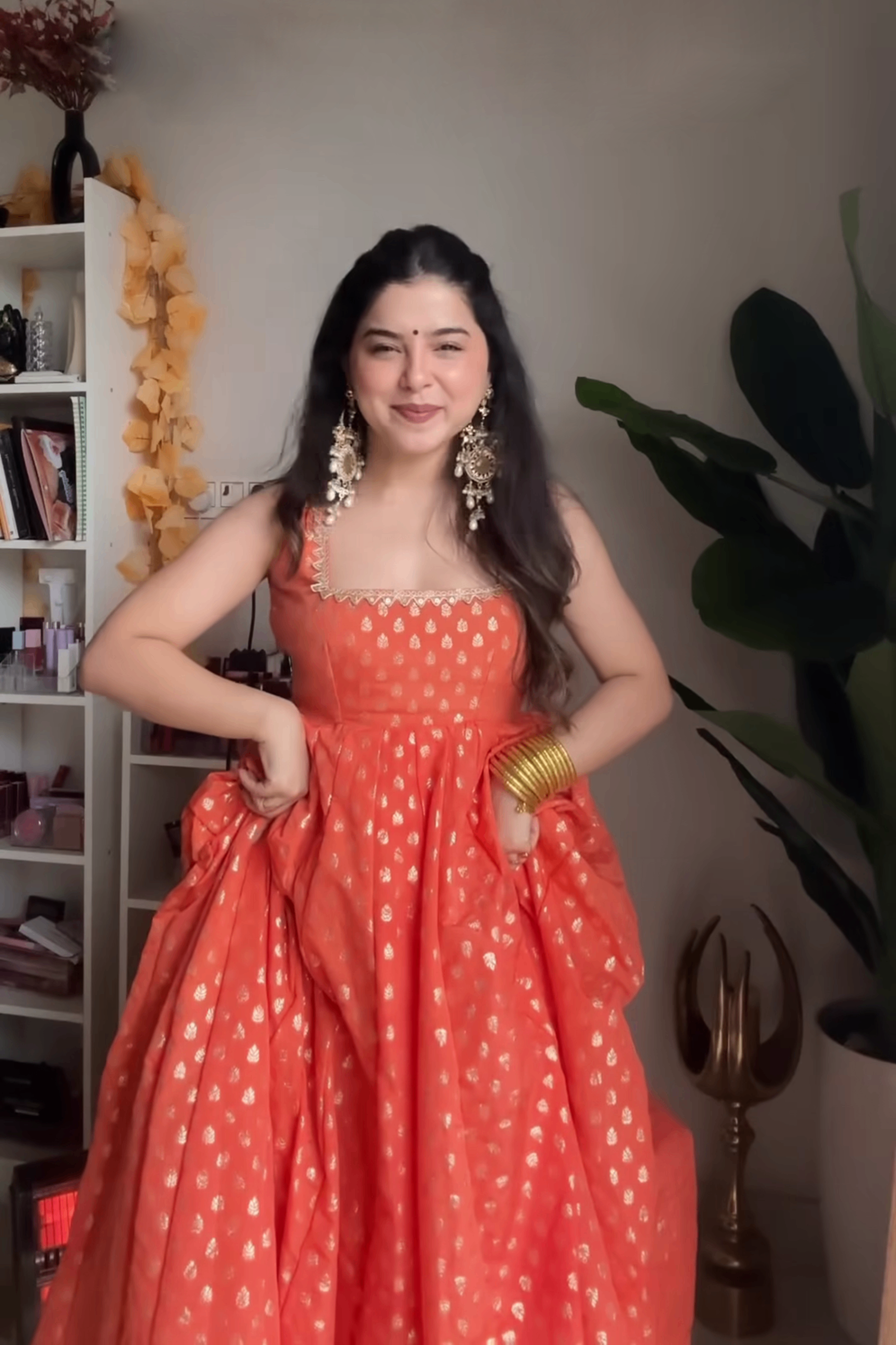 Luxury Jacquard Anarkali Gown Set – Perfect for Weddings & Traditional Celebrations