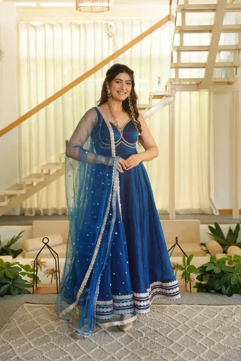 Fendy Silk Anarkali Set with Net Dupatta