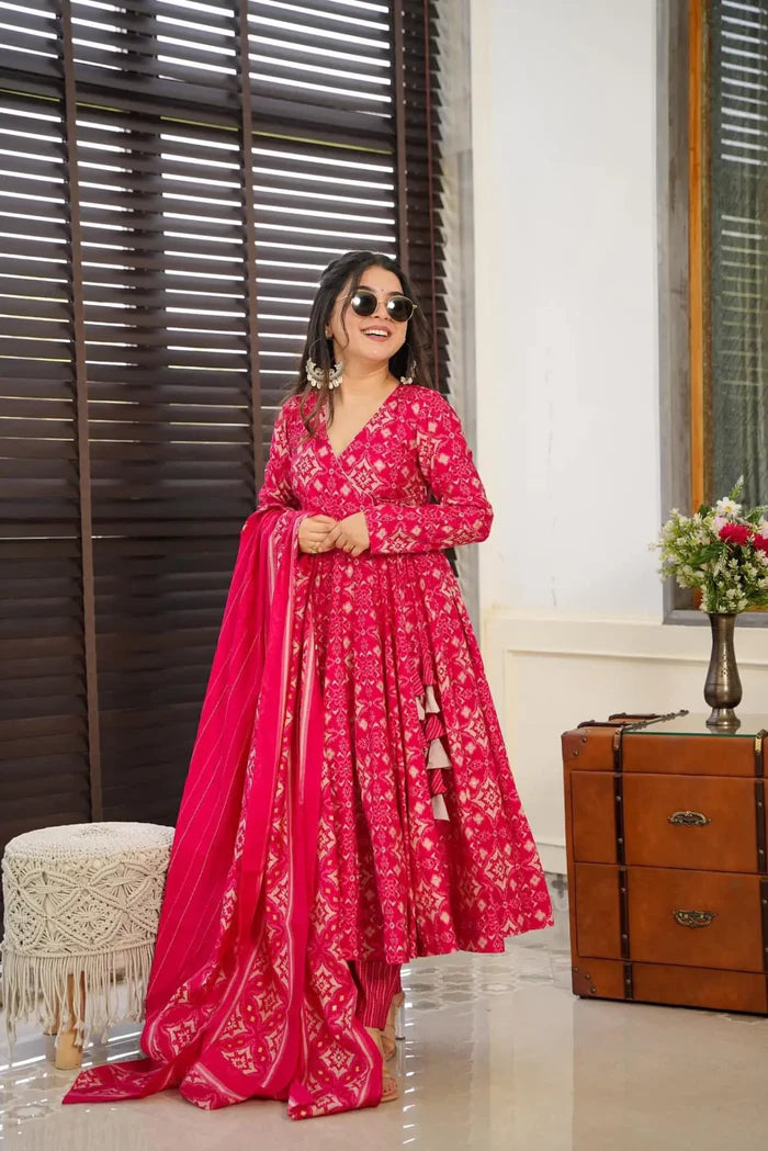 Pavitra Digital Print Pink Anarkali Suit Set