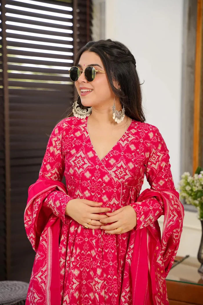 Pavitra Digital Print Pink Anarkali Suit Set