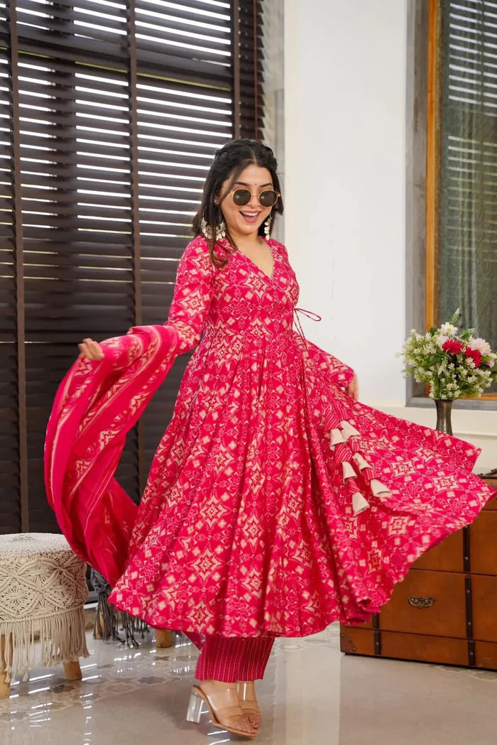 Pavitra Digital Print Pink Anarkali Suit Set