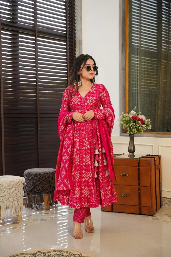 Pavitra Digital Print Pink Anarkali Suit Set