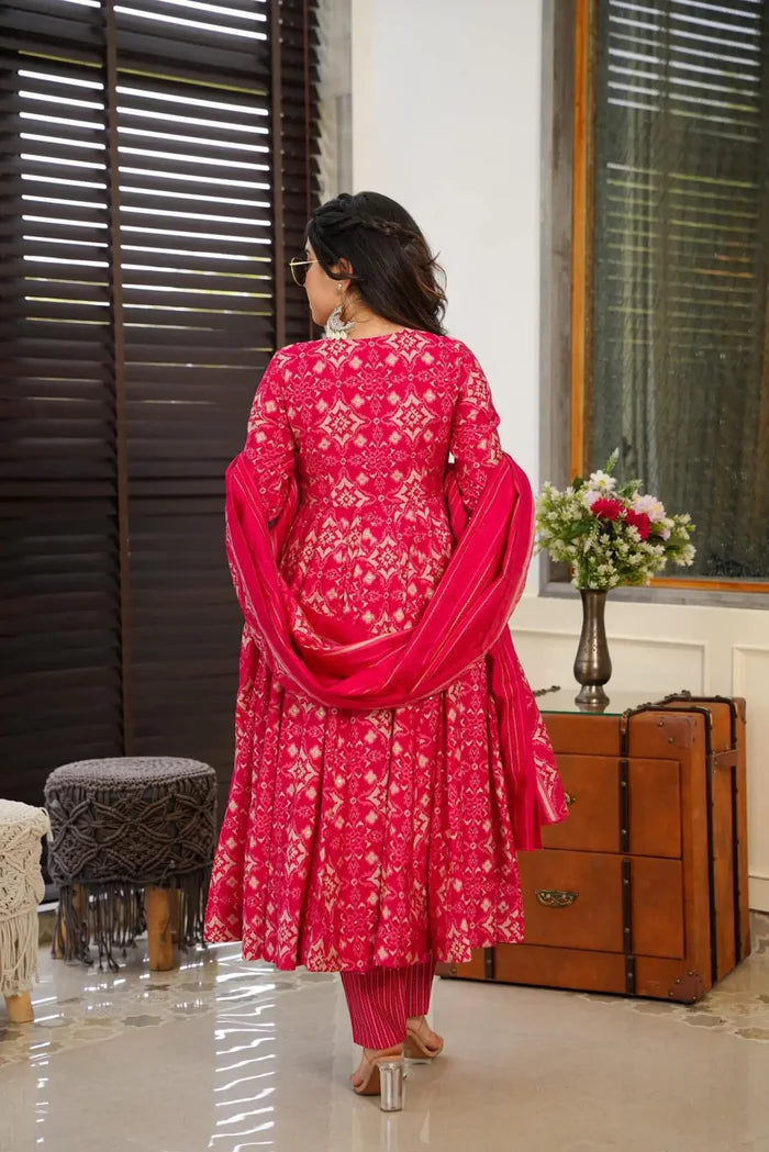 Pavitra Digital Print Pink Anarkali Suit Set